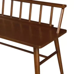 Kirklands Home Walnut Wood Low Back Spindle Bench Brown