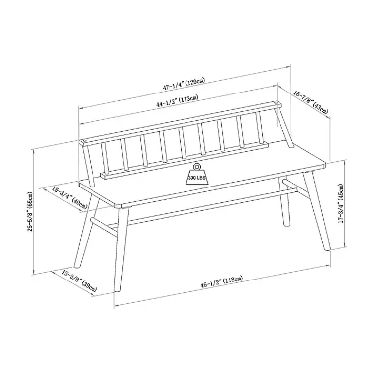 Kirklands Home Walnut Wood Low Back Spindle Bench Brown