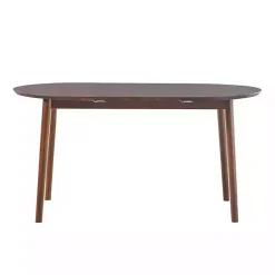 Kirklands Home Walnut Wood Oval Dining Table with Leaf Brown Outlet