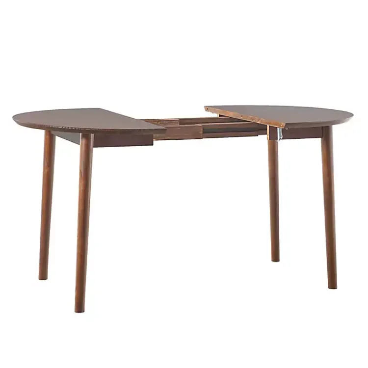 Kirklands Home Walnut Wood Oval Dining Table with Leaf Brown Outlet