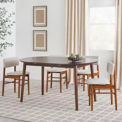 Kirklands Home Walnut Wood Oval Dining Table with Leaf Brown Outlet