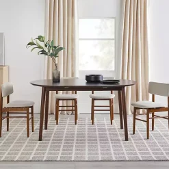 Kirklands Home Walnut Wood Oval Dining Table with Leaf Brown Outlet