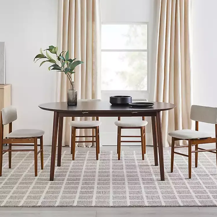 Kirklands Home Walnut Wood Oval Dining Table with Leaf Brown Outlet