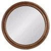 Kirklands Home Walnut Wood Ribbed Round Wall Mirror