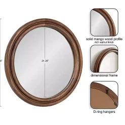 Kirklands Home Walnut Wood Ribbed Round Wall Mirror