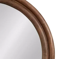Kirklands Home Walnut Wood Ribbed Round Wall Mirror