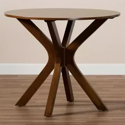 Kirklands Home Walnut Wood Round Kenji Small Dining Table Brown Best