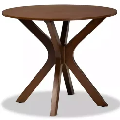 Kirklands Home Walnut Wood Round Kenji Small Dining Table Brown Best