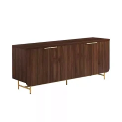 Kirklands Home Walnut Wood Scandinavian 4-Door Sideboard Brown Best