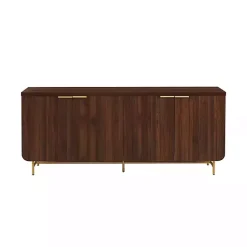 Kirklands Home Walnut Wood Scandinavian 4-Door Sideboard Brown Best