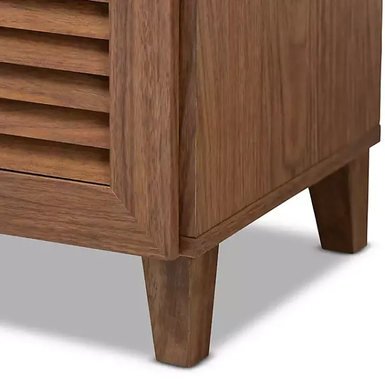 Kirklands Home Walnut Wood 11-Shelf Paneled Shoe Cabinet Brown New