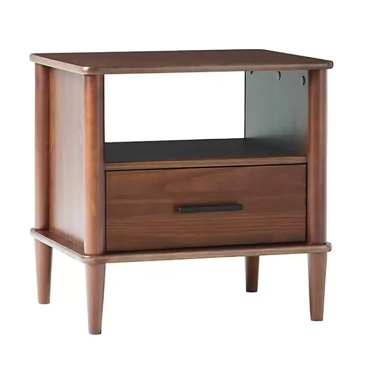 Kirklands Home Walnut Wood Spindle Leg Nightstand Brown Online