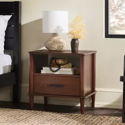 Kirklands Home Walnut Wood Spindle Leg Nightstand Brown Online