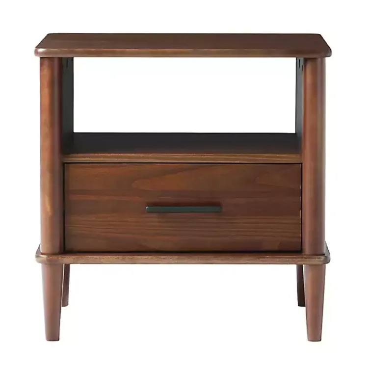 Kirklands Home Walnut Wood Spindle Leg Nightstand Brown Online
