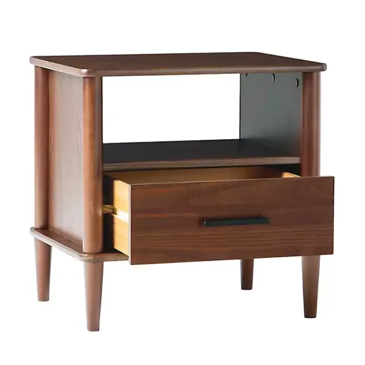 Kirklands Home Walnut Wood Spindle Leg Nightstand Brown Online
