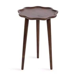 Kirklands Home Walnut Wood Wavy Accent Table Brown Clearance