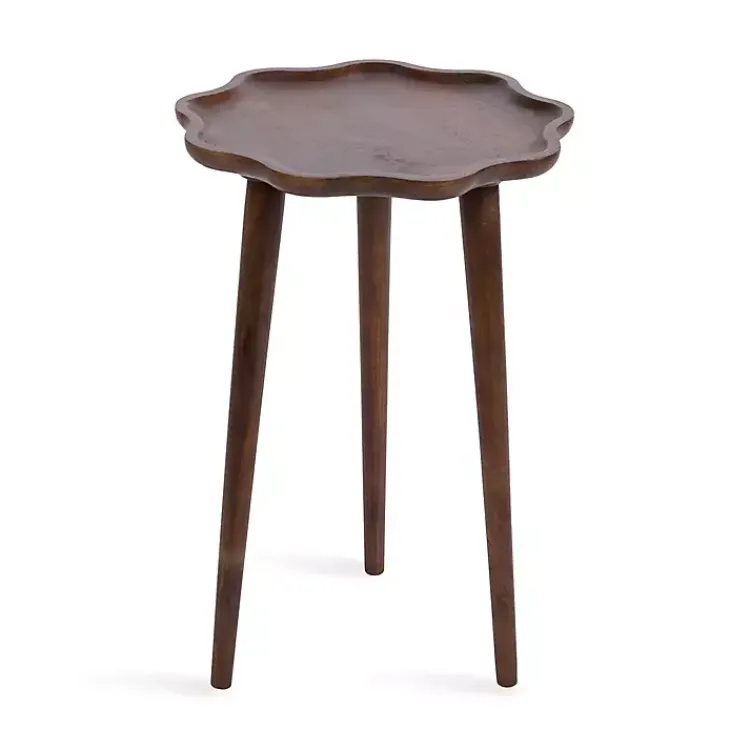 Kirklands Home Walnut Wood Wavy Accent Table Brown Clearance