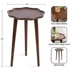Kirklands Home Walnut Wood Wavy Accent Table Brown Clearance