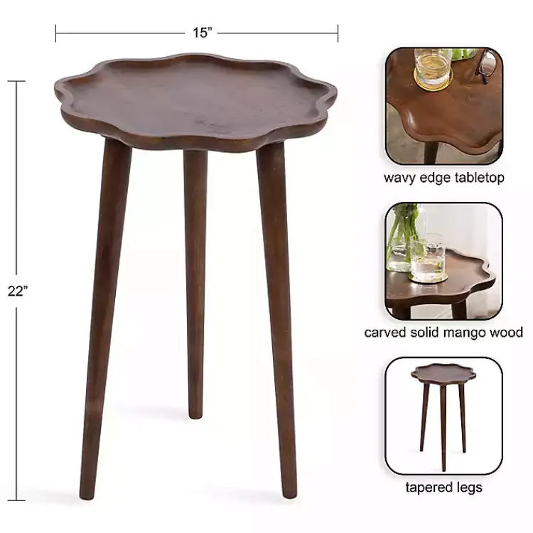 Kirklands Home Walnut Wood Wavy Accent Table Brown Clearance