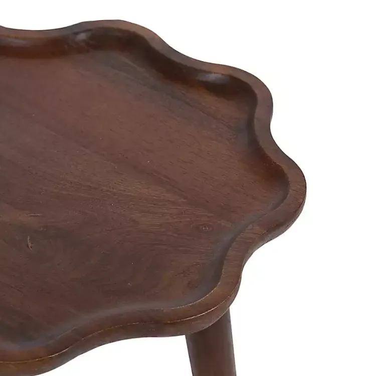 Kirklands Home Walnut Wood Wavy Accent Table Brown Clearance