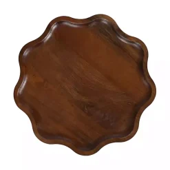 Kirklands Home Walnut Wood Wavy Accent Table Brown Clearance