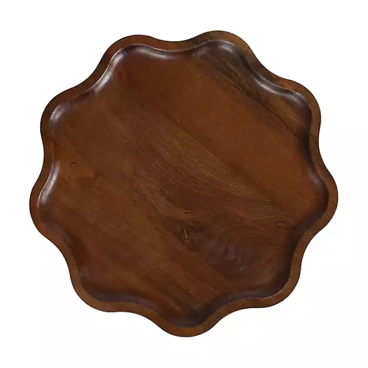 Kirklands Home Walnut Wood Wavy Accent Table Brown Clearance