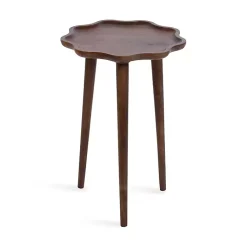 Kirklands Home Walnut Wood Wavy Accent Table Brown Clearance