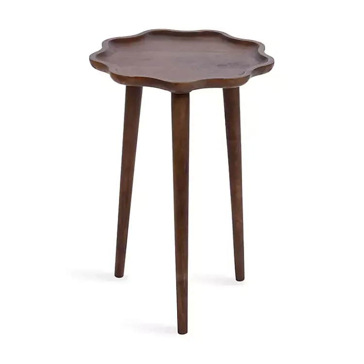 Kirklands Home Walnut Wood Wavy Accent Table Brown Clearance