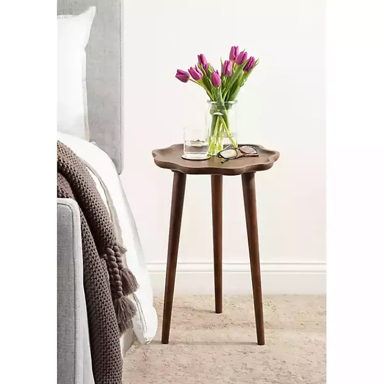 Kirklands Home Walnut Wood Wavy Accent Table Brown Clearance