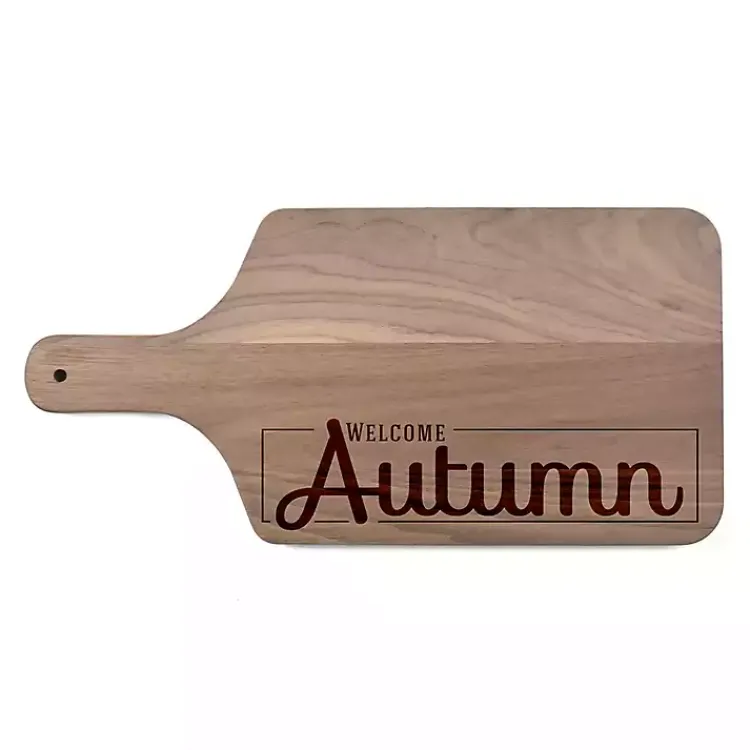 Kirklands Home Walnut Wood Welcome Autumn Cutting Board Brown Hot