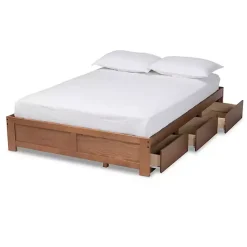 Kirklands Home Walnut Wooden 3-Drawer Platform Bed Brown Outlet