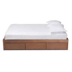 Kirklands Home Walnut Wooden 3-Drawer Platform Bed Brown Outlet