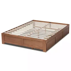 Kirklands Home Walnut Wooden 3-Drawer Platform Bed Brown Outlet