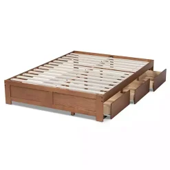 Kirklands Home Walnut Wooden 3-Drawer Platform Bed Brown Outlet
