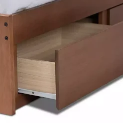 Kirklands Home Walnut Wooden 3-Drawer Platform Bed Brown Outlet