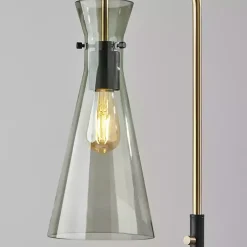 Kirklands Home Walter Smoked Glass Floor Lamp Gray Clearance