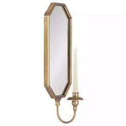 Sconces>Kirklands Home Wardelle Antique Gold Mirrored Taper Candle Sconce