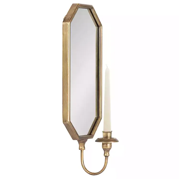 Sconces>Kirklands Home Wardelle Antique Gold Mirrored Taper Candle Sconce