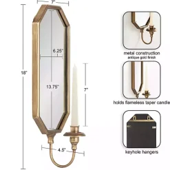 Sconces>Kirklands Home Wardelle Antique Gold Mirrored Taper Candle Sconce
