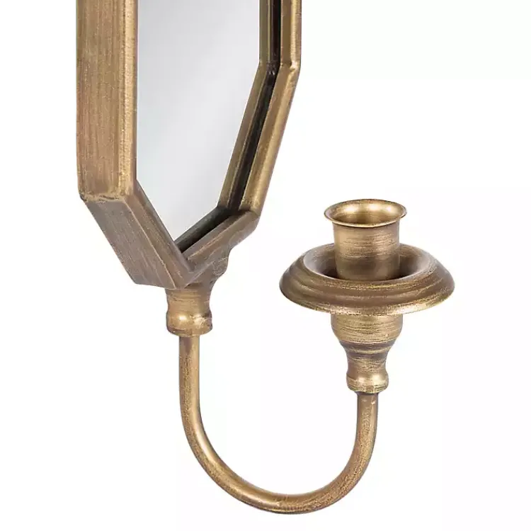 Sconces>Kirklands Home Wardelle Antique Gold Mirrored Taper Candle Sconce
