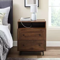 Kirklands Home Warm Brown Curved Top Nightstand Table Outlet