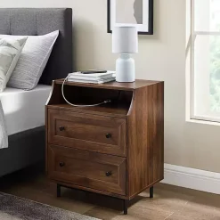 Kirklands Home Warm Brown Curved Top Nightstand Table Outlet