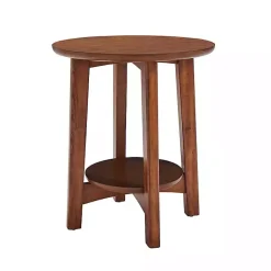 Kirklands Home Warm Chestnut Wood Round Accent Table Brown Clearance