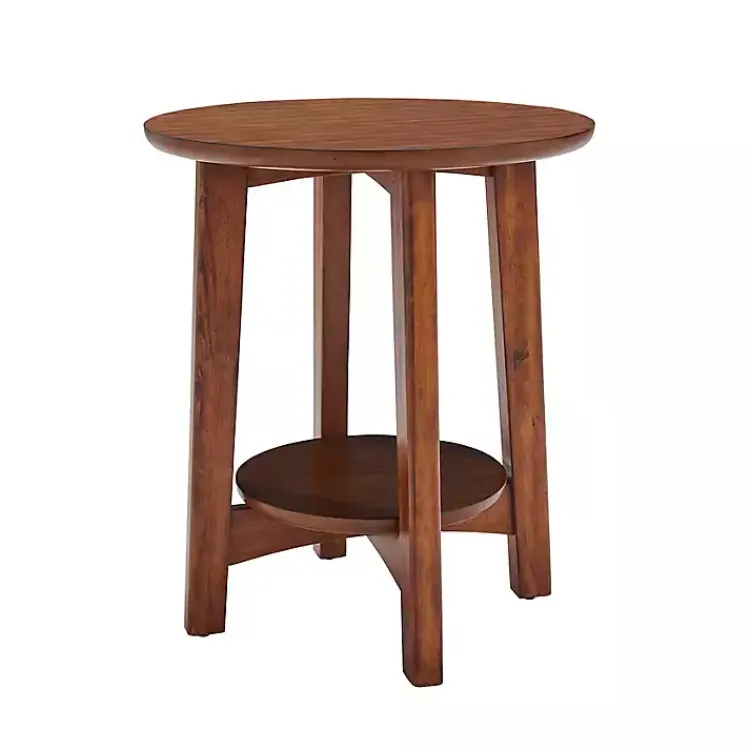 Kirklands Home Warm Chestnut Wood Round Accent Table Brown Clearance