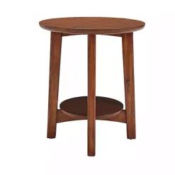 Kirklands Home Warm Chestnut Wood Round Accent Table Brown Clearance