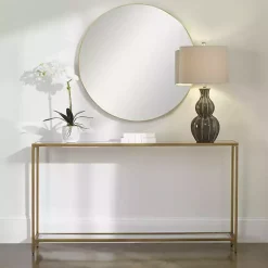 Kirklands Home Warm en Mirrored Top Console Table Gold Outlet