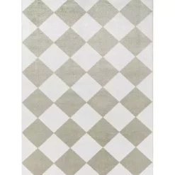 Kirklands Home Warm Gray Checkered Area Rug, 6x9
