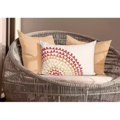 Kirklands Home Warm Lamontage Swirl Outdoor Lumbar Pillow Ivory Clearance