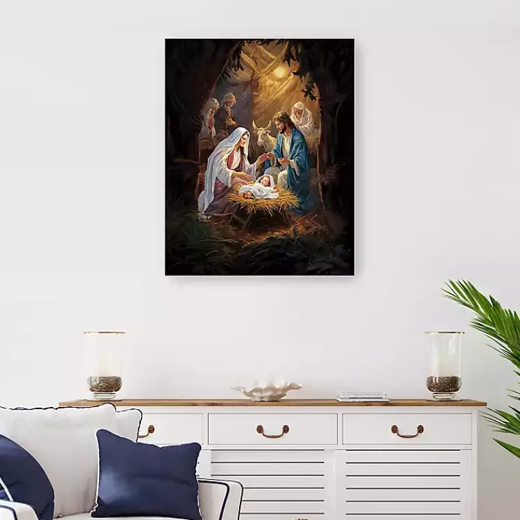 Christmas Art & Wall Decor>Kirklands Home Warm Nativity Scene Canvas Art Print, 24x30 in. Brown