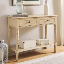 Kirklands Home Warm Natural 2- Drawer Samantha Console Table Tan